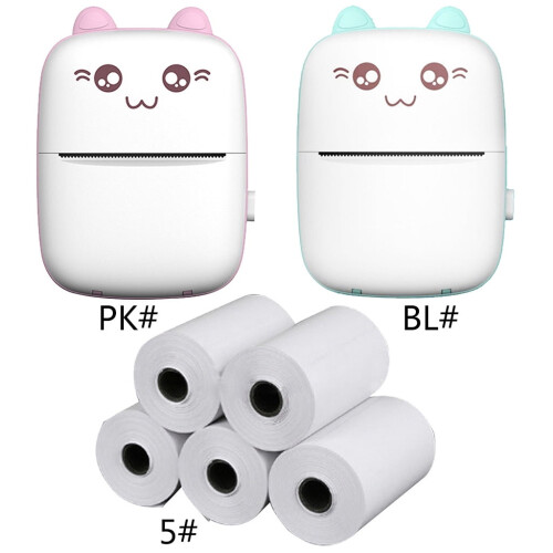 Mini portable thermal printer with 5 paper rolls 2