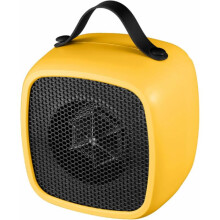 Battery Powered Space Heater - Compact Electric Mini Fan Heater with Thermostat for Home, Bedroom, Desk - Yellow