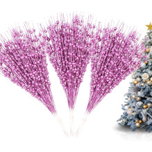 Wattne purple glitter berry stems 17 inch 10 pack