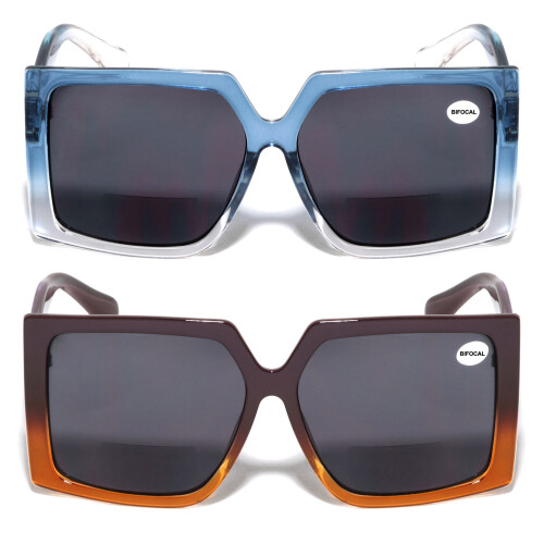 Women's oversized square bifocal reading sunglasses +1.50, 1