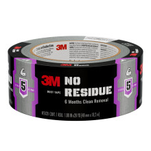 3M No Residue Duct Tape, 1.88 in x 20 yd, 1 Roll, Removes Without a Trace, Great for Bundling, Securing Cords, Tear by Hand Vertically and Horizontall