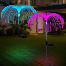 Solar Garden Lights Jellyfish Shape 7-Color Waterproof 2 pcs