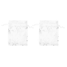 200 PCS Organza Wedding Gift Bags Drawstring Jewelry Pouch Bags Silver White Snowflakes Printed Sheer Party Favor Bags