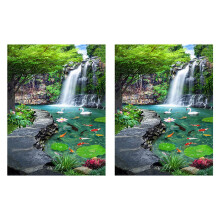2X Pittura Diamante 5D Cascata Paesaggio Pesce Punto Croce Ricamo Diamante DIY Paesaggio Strass Pieno Home Decor