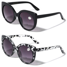 Women's bifocal reading sunglasses +2.00, round cateye, 2