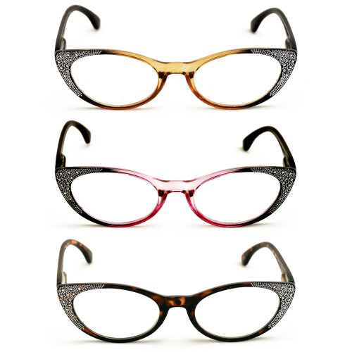 Women's Cateye Reading Glasses +1.50 3 Pairs 2