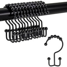 Matte Black Metal Shower Curtain Hooks 12 Pack