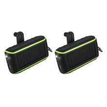 2X Solar Charger, 8000mAh Portable Hand Crank Phone Charger 2 USB Solar Power Bank with LED Flashlight, Carabiner