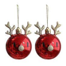(red deer*2) Christmas Bauble Ornaments, Elk Design, Hanging Balls, Party Props For Christmas Tree Decorations