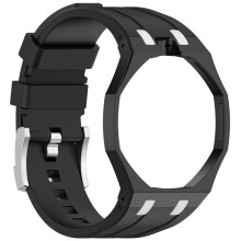 (12 O'Clock Installation, Black) UK - Silicone Strap Case for Swatch x AP Royal Pop, 12 & 3 O’Clock Fit