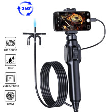 (SingleforAndroid IOS) Articulating Borescope 1080P 360 Steering Endoscope with Articulation Cars Inspection Camera with 8 LED Lights for Android/IOS