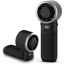 Mini Turbo-vifte - Personlig portabilitet - Iskjøler med 5 hastigheter og LED-skjerm - Reise, utendørs bruk - Svart