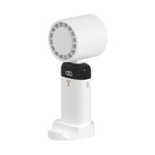 Ventilátor, LED obrazovka, 3 rychlosti, 3600 mAh, rychlé chlazení, ergonomický design, dlouhá výdrž baterie, přenosný, bílý