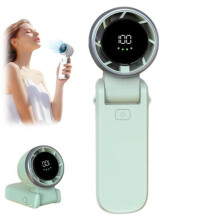 Ventilator turbo portabil îmbunătățit, tehnologie de ventilație și afișaj digital, mini ventilator portabil (verde)