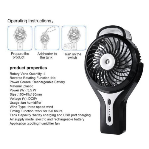Ventilator - OUTAD - Mini USB - Reîncărcabil - Portabil - Negru 2
