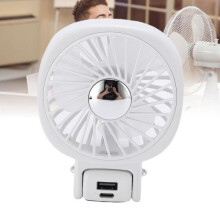 Ventilator portabil cu baterie de 2400 mAh – Funcție Power bank – Silențios – pentru exterior și călătorii – Alb