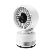 Dobíjecí přenosný stolní ventilátor, tichý 15 dB, přísavka, LED displej, otočný, víceúčelový pro domácnost i na cesty