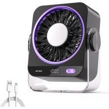 Ventilator de birou USB reîncărcabil de 3600 mAh, ventilator portabil cu 5 viteze, răcire cu aer, înclinare la 180, violet