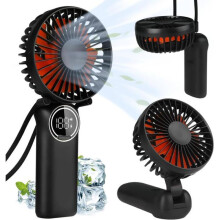 Bærbar, foldbar ventilator - Mini bordventilator - Genopladelig med LED-display - 180 foldbar