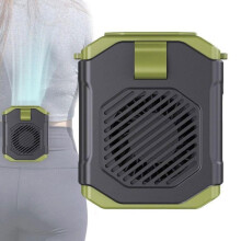 Ventilator portabil - 2 în 1 - Ventilator cu clips reîncărcabil USB - 5 viteze reglabile - Cu lumină LED - Exterior - Verde