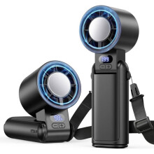 Mini bærbar oppladbar vifte med LED-skjerm og klips, 1–199 justerbare hastigheter, 3-i-1 håndholdt vifte