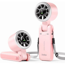 Bærbar turbovifte 10 m/s, 5 hastigheter, 12 timers batterilevetid, oppladbar, reise og utendørs, rosa
