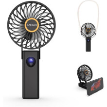 5-trinns USB-oppladbar bærbar håndholdt vifte - Mini sammenleggbar bordvifte med LED-skjerm - For reise, kontor