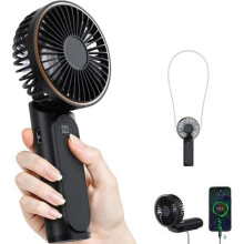 Bärbar fläkt. Laddningsbar fläkt. 3600 mAh batteri. 180 justerbar. 6 fläkthastigheter.