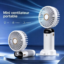 Ventilator portabil - HNCBB - 3 în 1 - Afișaj LED - 5 viteze - Baterie 1200 mAh, Înclinare 90