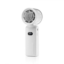 Ventilator portabil, afișaj digital LED, pliabil, răcire rapidă, 3600 mAh, reîncărcabil USB, alb