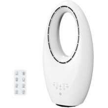 Ventilator turn silențios de 55 cm, oscilație LED în 4 culori, temporizator 7,5 ore, telecomandă tactilă, design compact alb