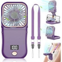 Bærbar håndholdt ventilator, foldbar 180 - Kraftfuldt 4000mAh batteri | Op til 8 timer | LED-display til batteriniveauer og hast