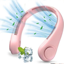 Bærbar nakkeventilator - USB-port - 3 hastighedsniveauer - Svingfunktion - Pink
