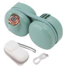 Dvouventilátorový USB ventilátor na krk, vysoký průtok vzduchu, lehký a skládací, ideální na cesty a venkovní použití. Zelený.