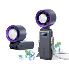 Mini bærbar nakkevifte - 1 stk, grå, sammenleggbar, 1-199 hastigheter, 5500mAh - Turbovifte for camping, konserter, kontor, Corvin
