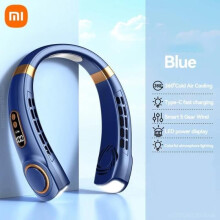 Čelní a krční ventilátor - RNCYN - Xiaomi - Přenosný - Bez čepele - Modrý
