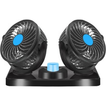 12V dobbelthovedventilator, elektrisk dobbelthovedkøleventilator, 360 rotation, 2 hastigheder, passer til alle