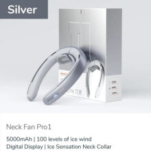 JISULIFE Bærbar Halsventilator - Sølv - 5000 Hastigheder - 100 mAh Batteri - 17 timers Batterilevetid