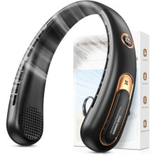 4000mAh bladløs nakkeventilator - USB genopladelig, 15 timers spilletid, 3 hastigheder, LED-display - 360 rotation, sport og rej