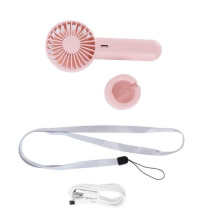3-i-1 mini bærbar vifte, rosa, bærbar nakkevifte, USB-lader, skrivebordsvifte for hjem og kvinner