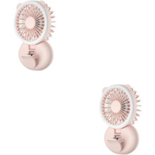 Hängande nackfläkt - Set om 2 rosa - USB-laddningsbar - Sommarkylningsenhet - Fäste för spik