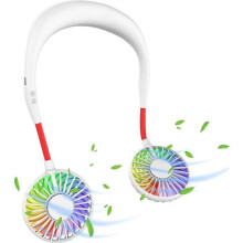 Halsventilator, USB-ventilator, Lydløs, 3 hastigheder, LED-lys, Bærbar ventilator til varme