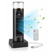 Tårnventilator, bordventilator med fjernbetjening, oscillerende ventilator med 6 hastigheder, tågesprøjte, timer og LED til kontor