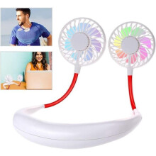 Halsvifte - ZGEER - Mini USB-vifte - Genopladelig - Håndfri - 7 LED-farver
