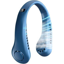 Bærbar hængende halsventilator - bladløs - USB genopladelig - blå
