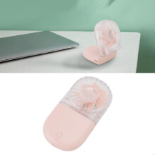 5-trinns sammenleggbar vifte – Mini stille med ledning – Strand og camping – 65 mm rosa