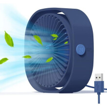Mini USB-vifte, bærbar og stille bordvifte med 3 justerbare hastigheter, USB-drevet (blå)