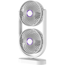 Asztali ventilátor - Kétfejes - USB-n tölthető - Csendes - Fehér