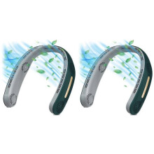 2X Nackfläkt, 4000mAh Bärbar Nackfläkt 360 Bladlös Kylning Personlig Nackfläkt Uppladdningsbar Handsfree Nackfläkt Grön