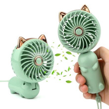 Lille bærbar genopladelig ventilator — 3 hastigheder — Ideel til hjemmet, kontoret og rejser (Grøn)